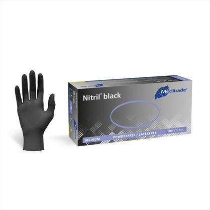 Meditrade Nitrile Black Examination Gloves P/F X-Large x 100